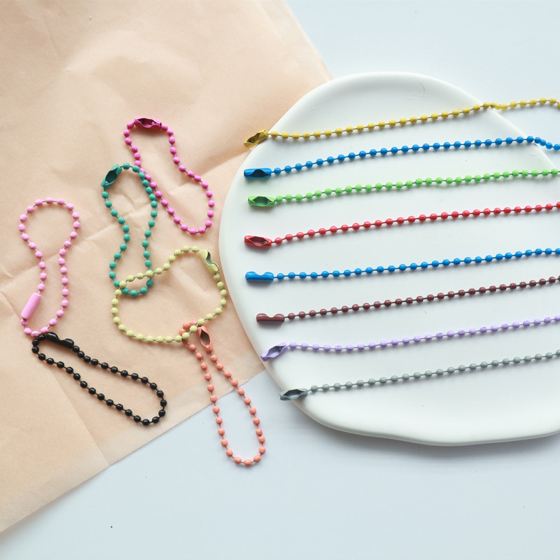 2.4mm painted bead chain DIY jewelry accessories metal keychain link wave bead chain clasp tag pendant hook connector chain