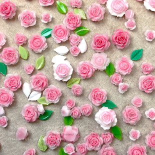Tiktok popular peach pink flower nail jewelry luminous blooming camellia red nail jewelry nail decoration