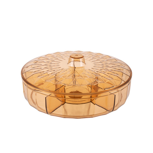 New transparent Nordic dried fruit plate for home living room snack divider with lid sealed fruit plate light luxury candy box