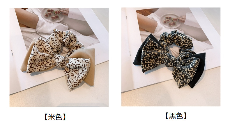 Korea Retro Chiffon Double Bow Leopard Print Hair Scrunchies display picture 21