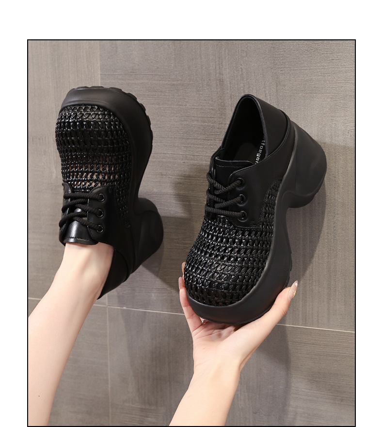 Giày sneaker nữ đế dày lưới thoáng khí, kiểu hai mang — Màu đen chi tiết 14