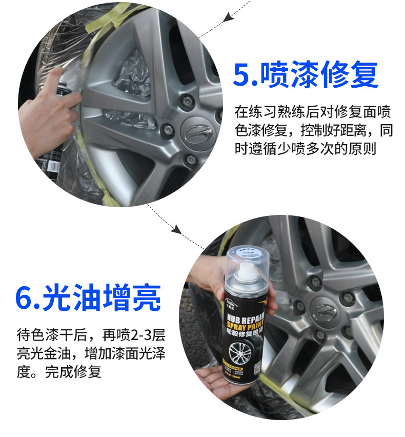 Wheel Hub Spray Paint Renovation Polishing Repair Color Change Paint Concave Scratch Notch Aluminum Alloy Car Repair Steel Rim