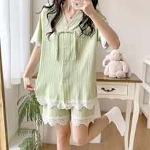 小红书抖音网店店铺货源春夏新款睡衣女士提花可爱休闲家居服套装