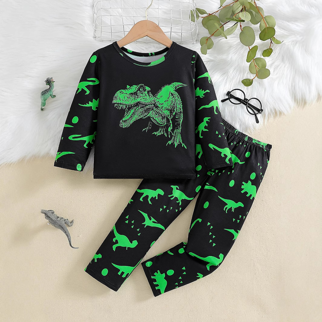 패턴 소년 가을 세트 새로운 어린이 옷 2024 긴 소매 바지 소년 편안한 캐주얼 투피스 세트