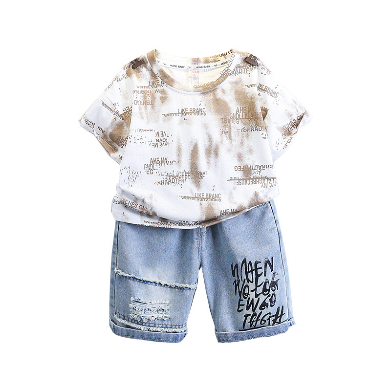 7148 ropa para niños traje para niños verano 2025 nuevos pantalones de camiseta de manga corta coreana para niños verano bebé guapo