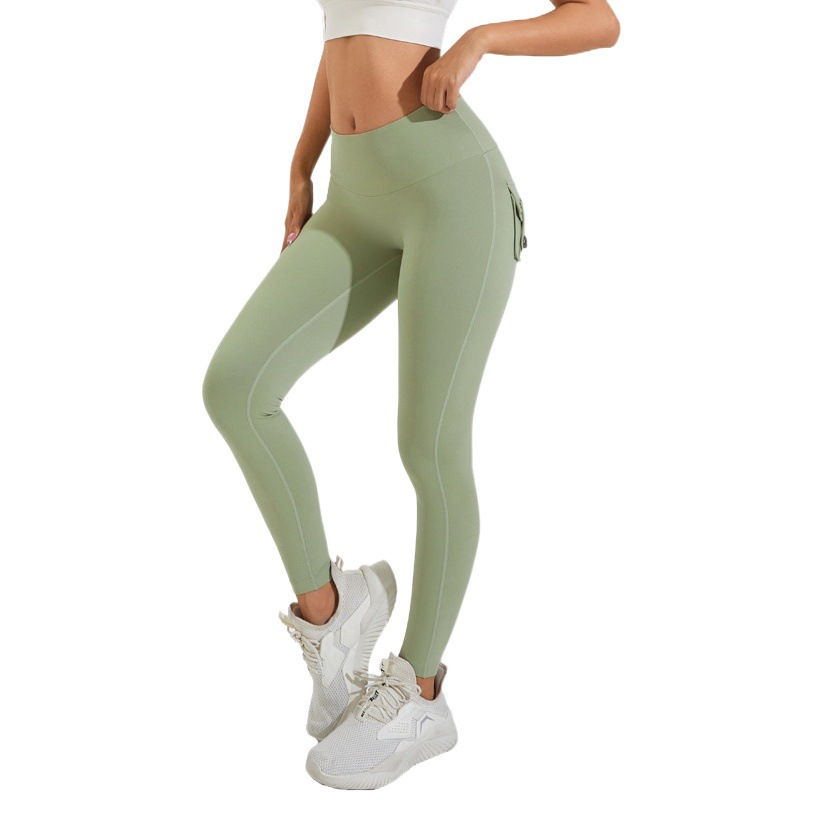 Cross-Border Workwear Pocket Yoga Pants Women's Peach Butt Tights Sports Trousers Fitness Pants Butt Lifting Yoga Clothes Wholesale