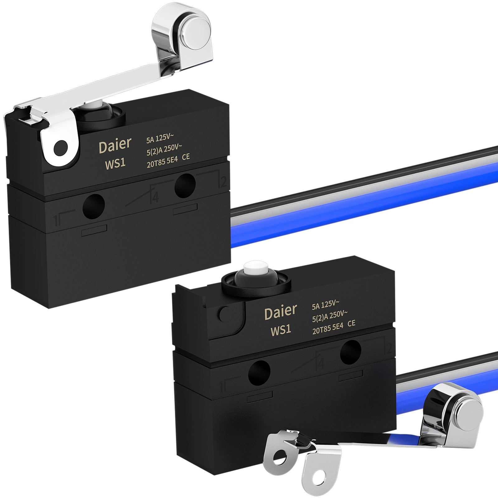 WS1 IP67 водонепроницаемый микропереключатель провода типа микропереключатель ролик водонепроницаемый микропереключатель