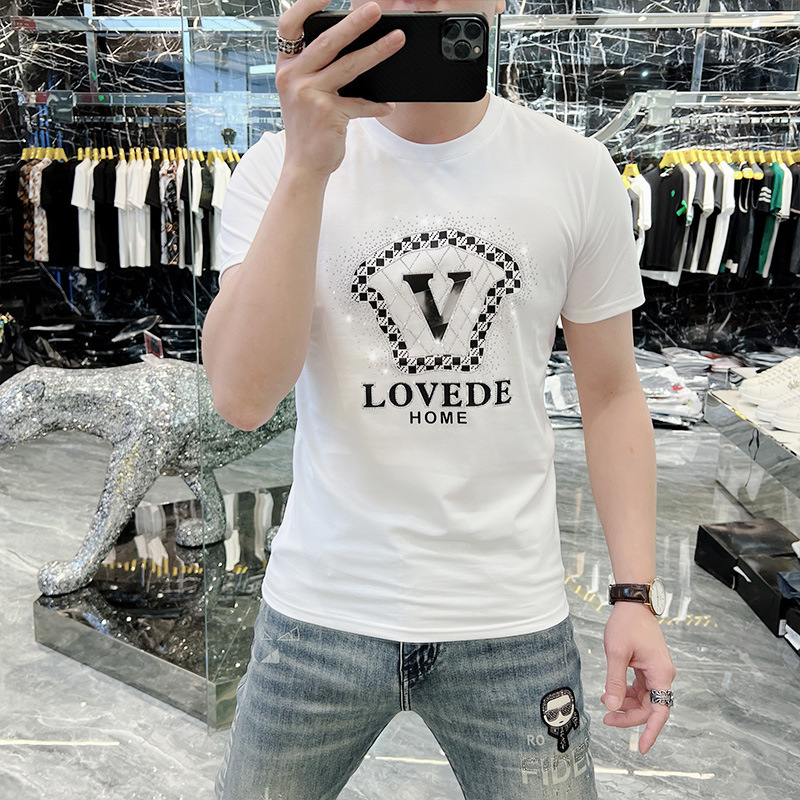 European High-Quality Mercerized Cotton Short-Sleeved T-Shirt for Men 2026 Summer New Style Round Neck Trendy Brand Half-Sleeved Men's T-Shirt European High-Quality Mercerized Cotton Short-Sleeved T-Shirt for Men 2026 Summer New Style Round Neck Trendy Brand Half-Sleeved Men's T-Shirt