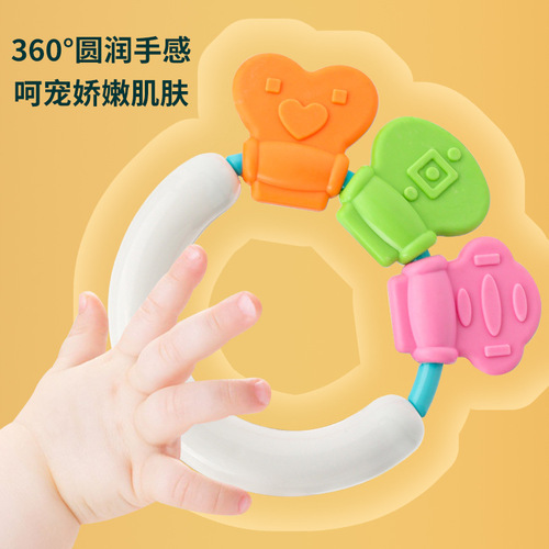 Baby hand holding 7-piece set of cartoon rattles 0-3 years old newborn gift toys baby hand holding early education set wholesale