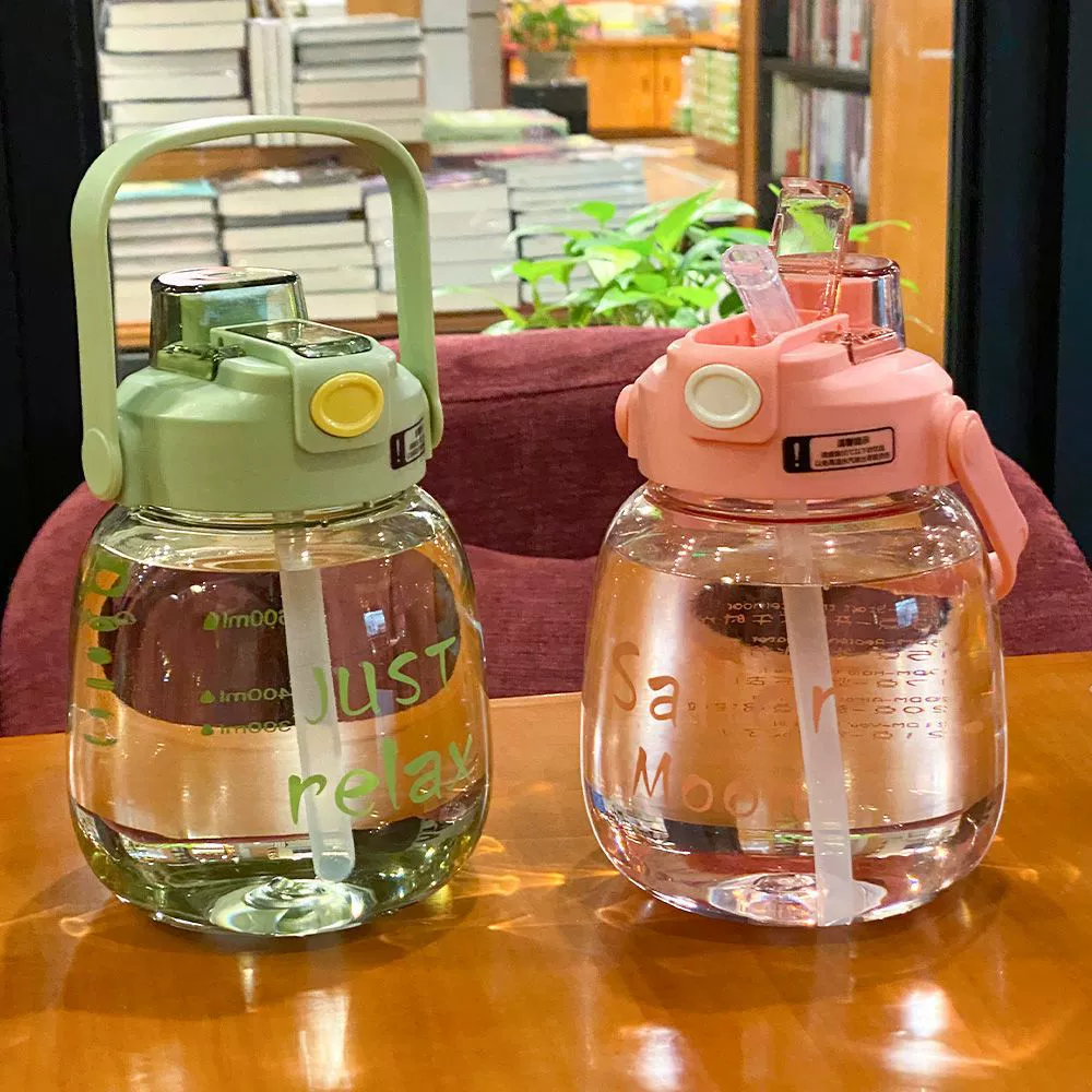 Летний новый продукт, большая вместительная чашка для воды с большим животом для девочек, летняя красивая чашка ins, студенческая чашка с большим животом и соломинкой