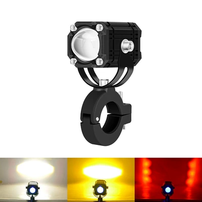 Cross-Border Motorcycle Spotlight Waterproof High-Brightness White and Yellow Light Motorcycle Headlight Square Steel Cannon Electric Vehicle High and Low Beam (Motorcycle headlights, headlights) - white-yellow-and-red-flash-single-pack