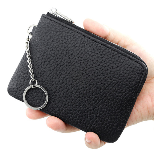 New card holder coin purse PU litchi pattern zipper bag card bag hidden grid multi-function card holder card holder manufacturer wholesale