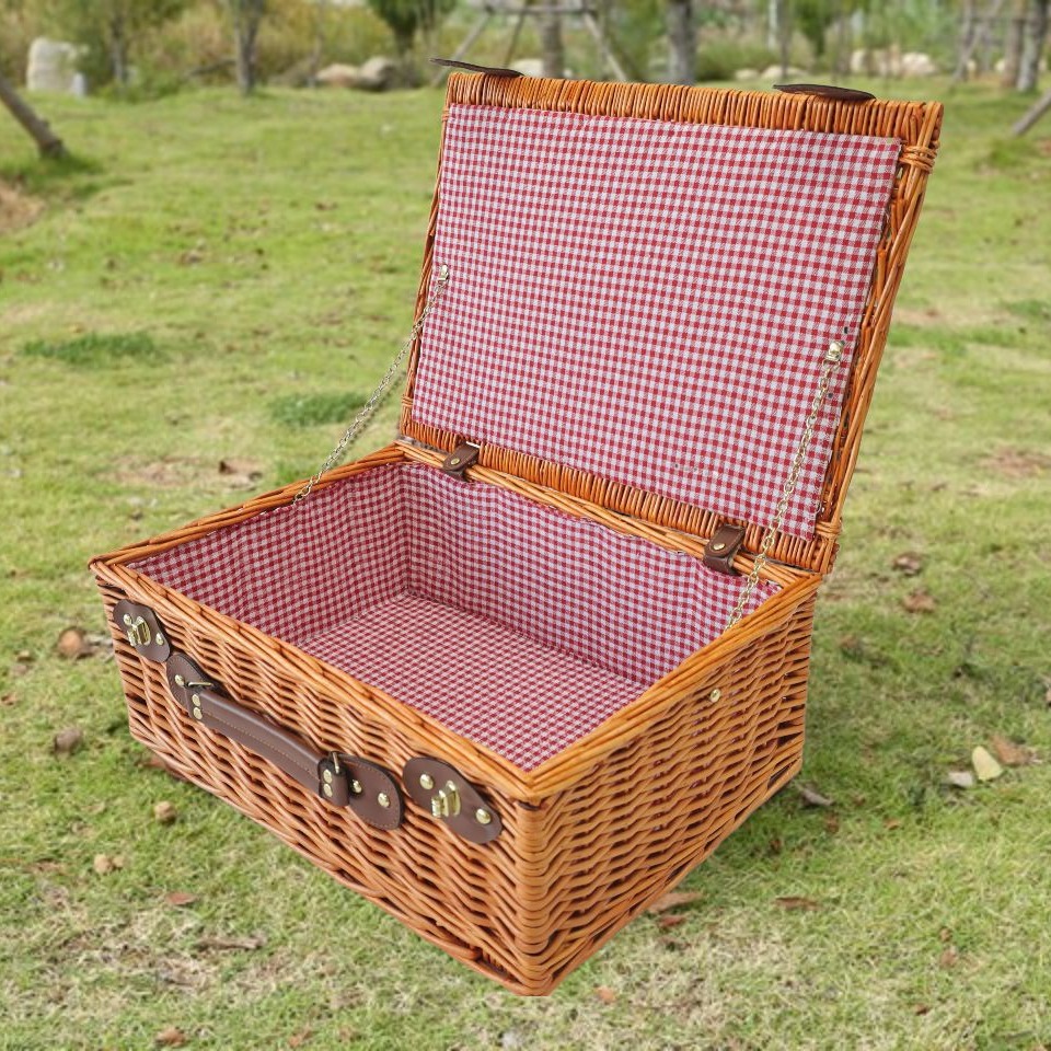 Spot de fábrica cesta portátil de mimbre cesta de regalo cesta de almacenamiento retro de estilo pastoral cesta de frutas de ratán hecho a mano cesta de picnic