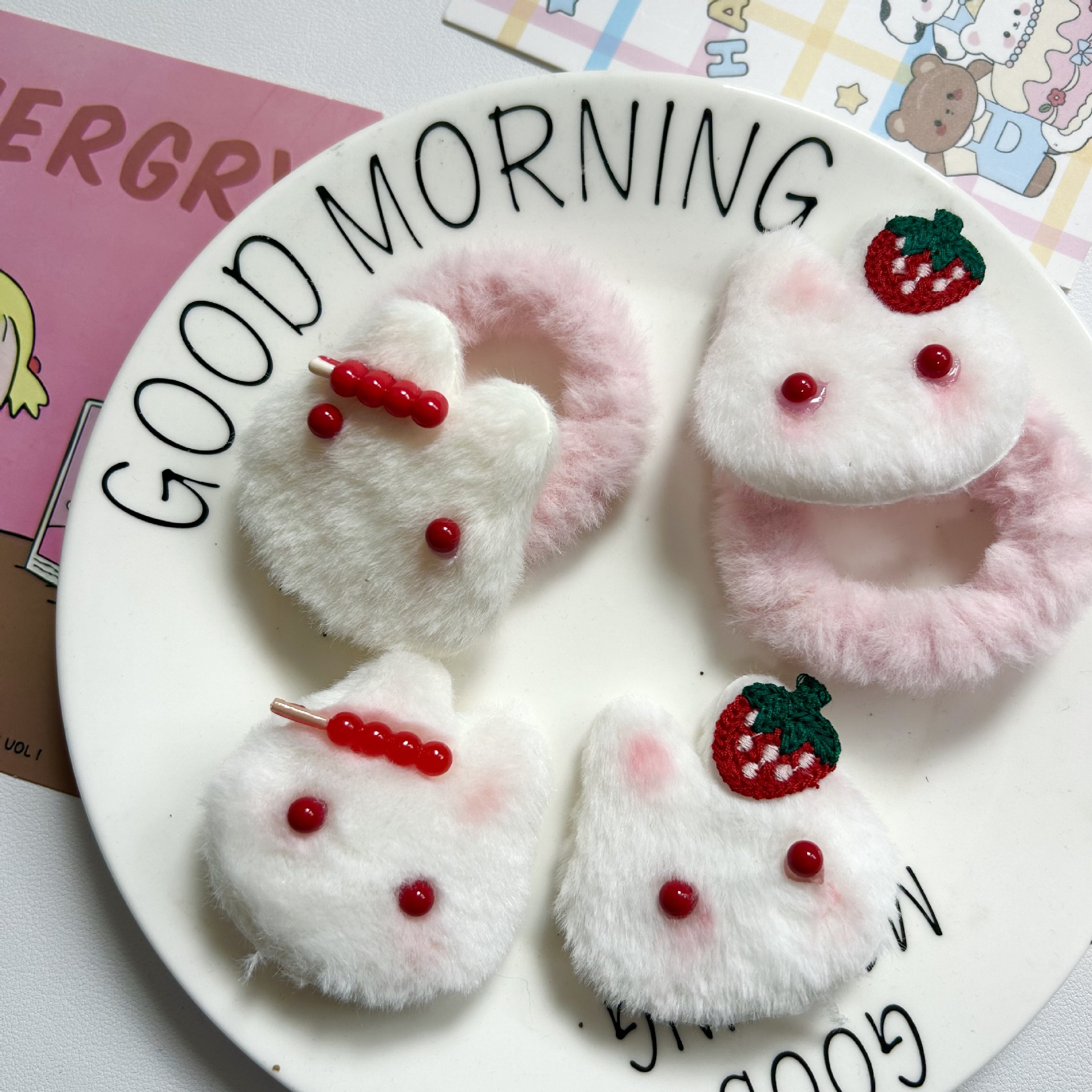 Otoño y invierno nuevo peludo conejo clip de cabello cuerda de cabello adorable clip de dibujos animados para niños regalo de clase adornamiento para el cabello