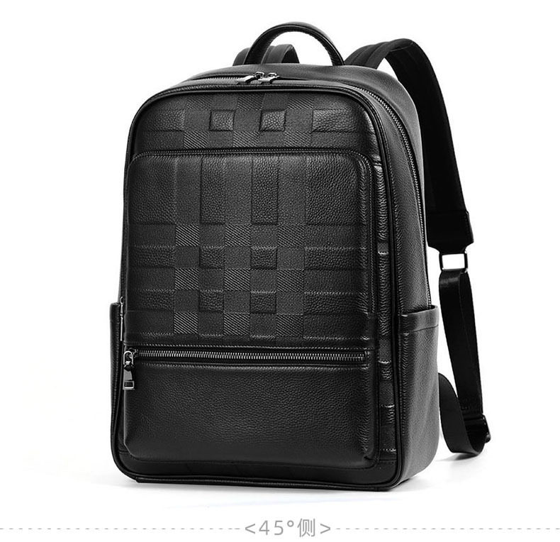 Ba lô nam da bò thật sức chứa lớn, ngăn laptop 16 inch, kiểu dáng sọc, dùng đi làm và du lịch — Màu đen chi tiết 11