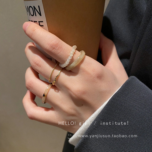 Vintage Acetate Circle Ring for Women  New Trendy Minimalist Luxury Fine Finger Ring Set Knuckle Ring