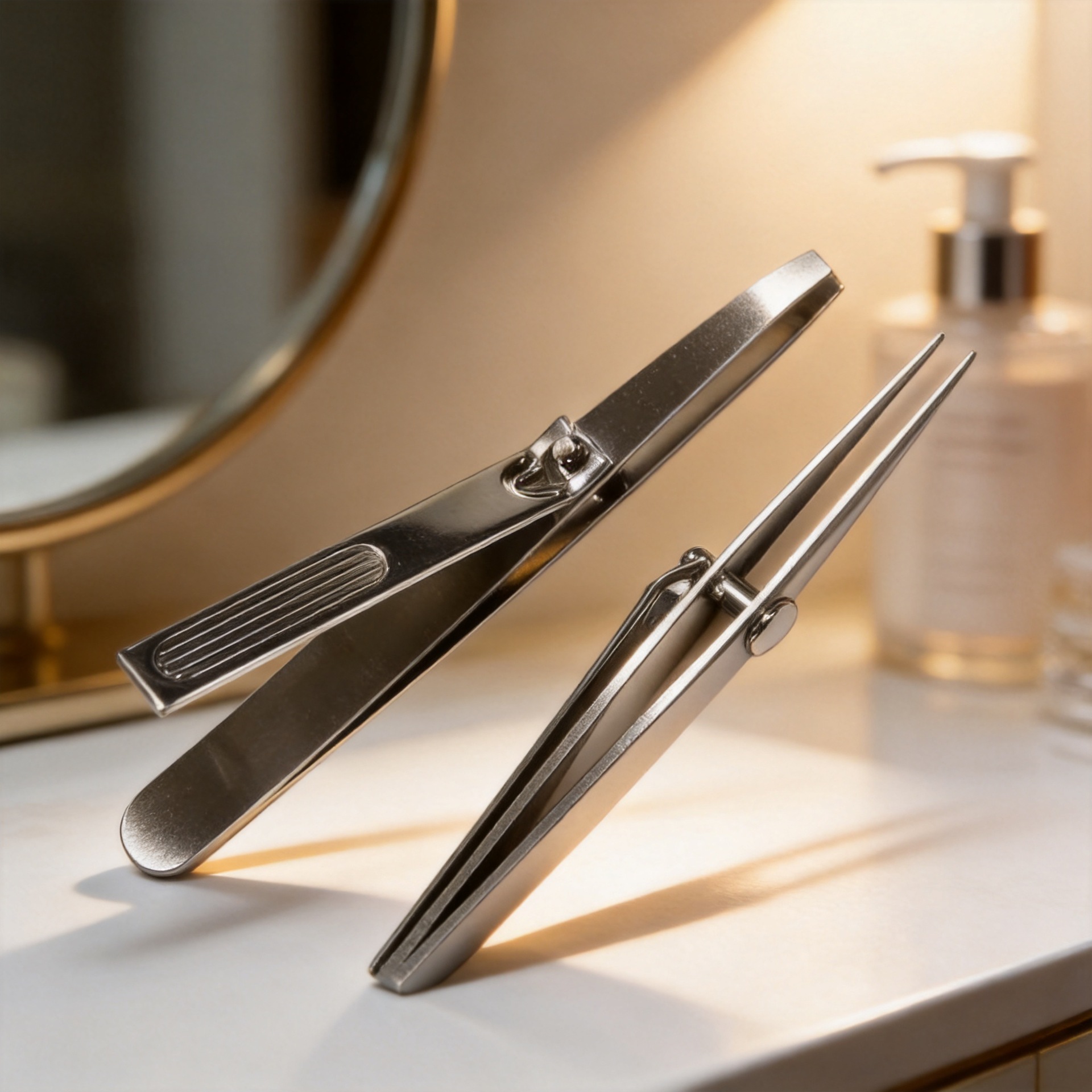 Lever-Type Eyebrow Tweezers, Stainless Steel Self-Pulling Hair Removal Tool, Specialized Tweezers for Plucking Hair, Trimming Eyebrows and Beard, Small Clip for Eyebrows