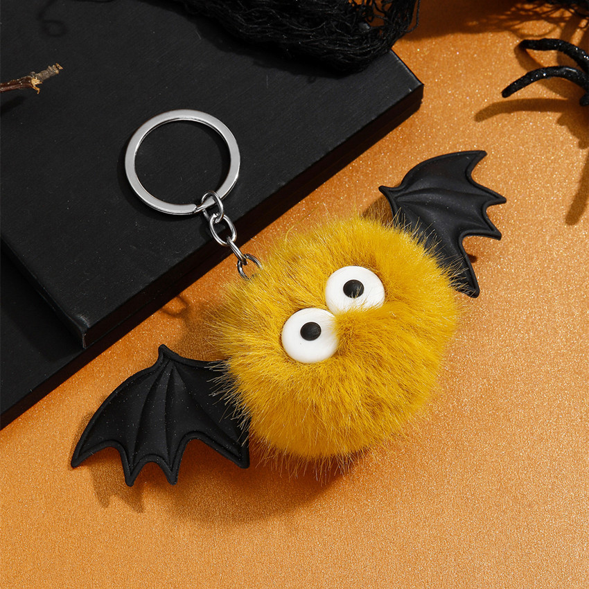 Bat Pattern Unisex Gender Cartoon Style Bat Silica Gel Metal Halloween Unisex Bag Pendant Keychain