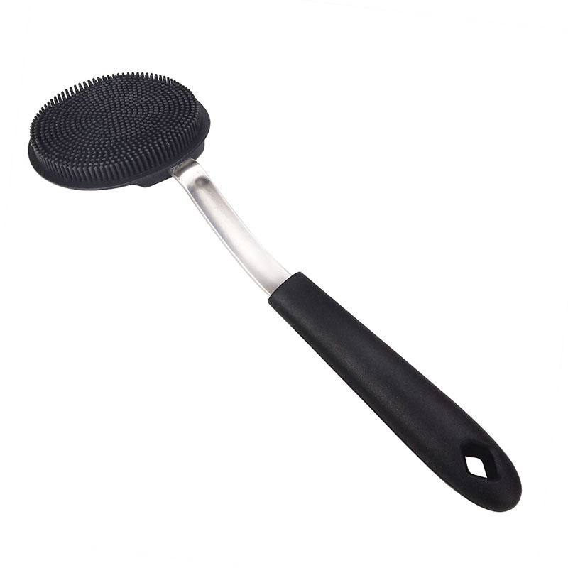 Estropajo de silicona, cepillo para lavar platos, herramienta de cocina, suave y que no daña los revestimientos, cepillo de limpieza de mango largo, herramienta para limpiar ollas que ahorra trabajo.