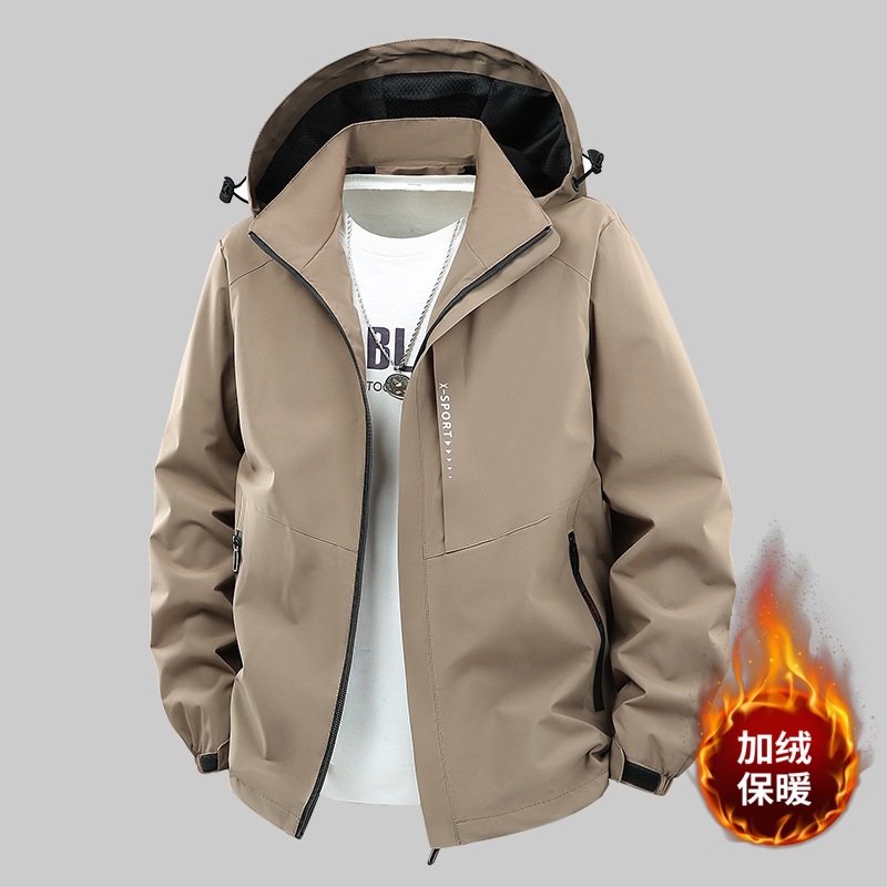 Otoño y invierno con camisa de algodón rojo para hombres a prueba de viento, impermeable, abrigo suelto y grueso, ropa de trabajo caliente al aire libre