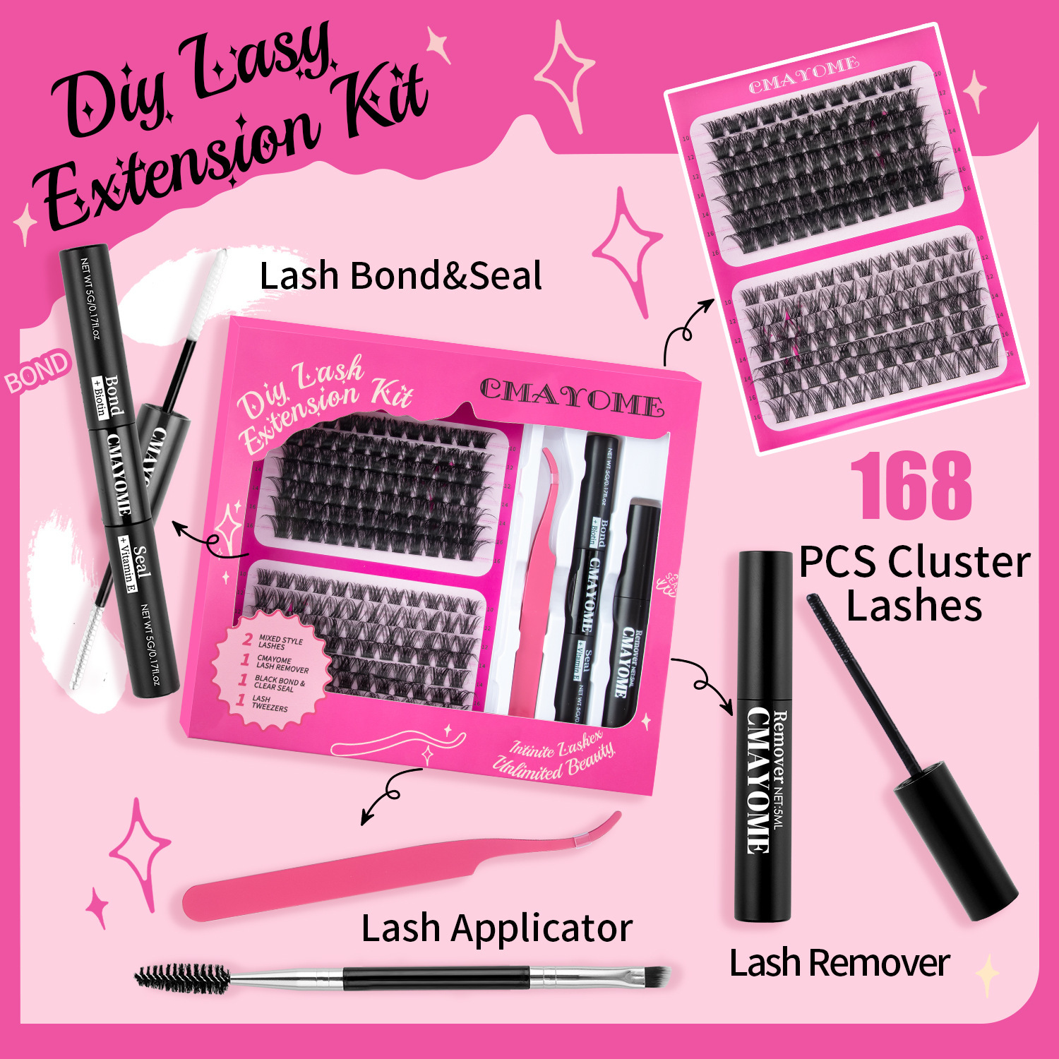 Evropski in ameriški čezmejni 168 enojni grozd D ukrivljene umetne trepalnice lepilo komplet DIY segmentirane naravne debele trepalnice_voghion.com