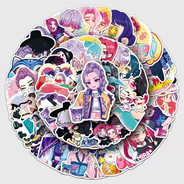 50 Kpop Demon Hunters Stickers, Animated Demon Hunters Movie Waterproof Decorative Thermos Cup Stickers