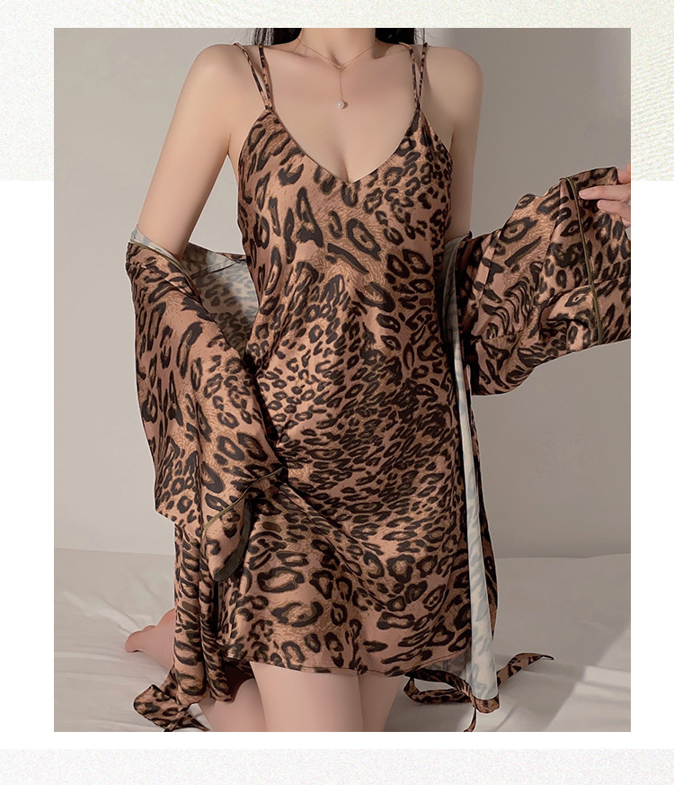 Guiruo donje rublje, lagani luksuzni ledeno svileni leopard print, križni bez kondoma, spavaća suknja, vanjski ogrtač, kućni set 4410_voghion.com