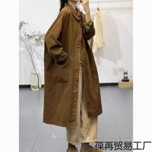 外贸品牌撤柜尾货大码女装风衣高级感气质中长款工装外套显瘦上BR
