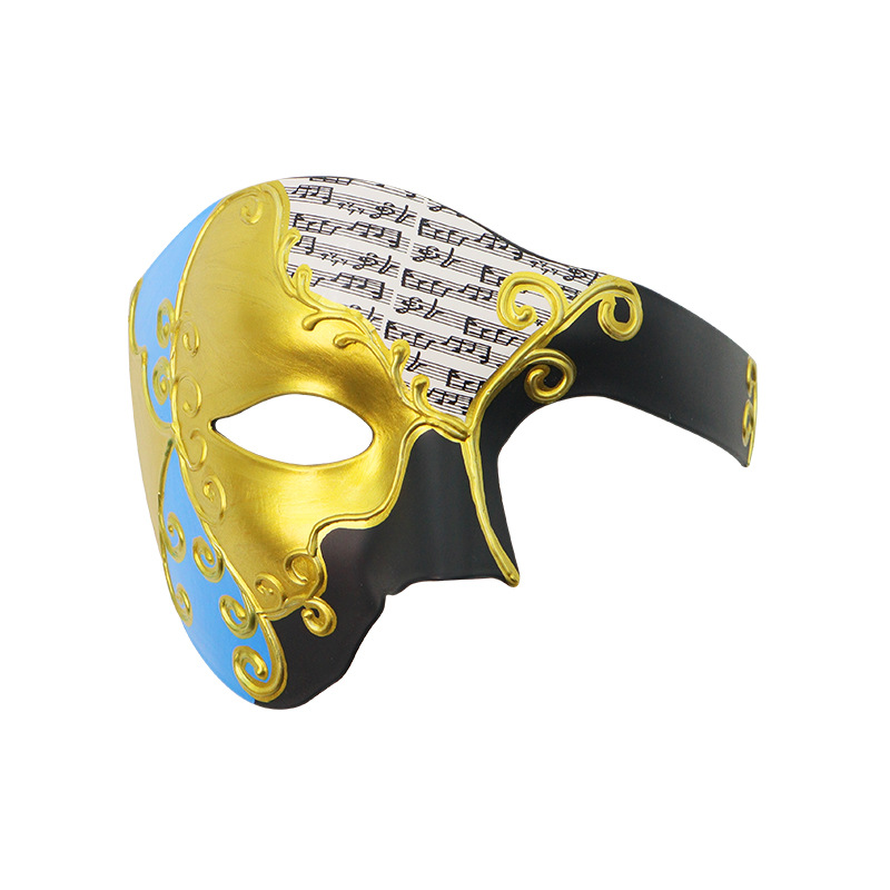 Máscara de media cara de nota de crack veneciana transfronteriza Máscara de fiesta de disfraces vintage para hombre Máscara de Halloween