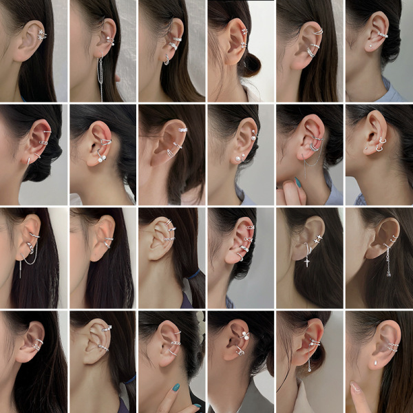 Shirishi double -layer ear clip no ear pierced square block flash…