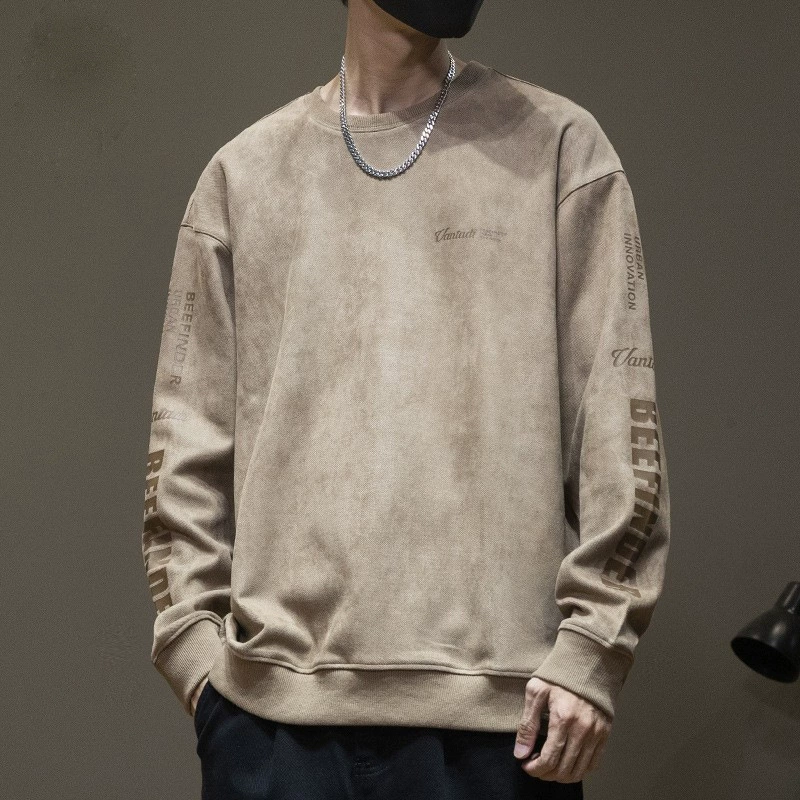 Замшевый свитер в американском стиле, Мужской Свободный Топ больших размеров с капюшоном и флисовой подкладкой, для полных людей, на весну и осень