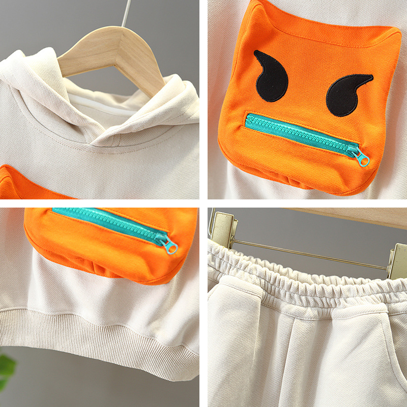 6131 Traje de otoño para niños 2025 nuevo traje de dos piezas de suéter con estampado de dibujos animados para niños de primavera y otoño para niños