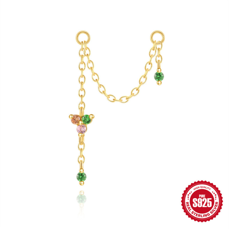 S925纯银镶钻几何流苏耳坠耳环配件earrings charm珠子吊坠耳饰品|undefined