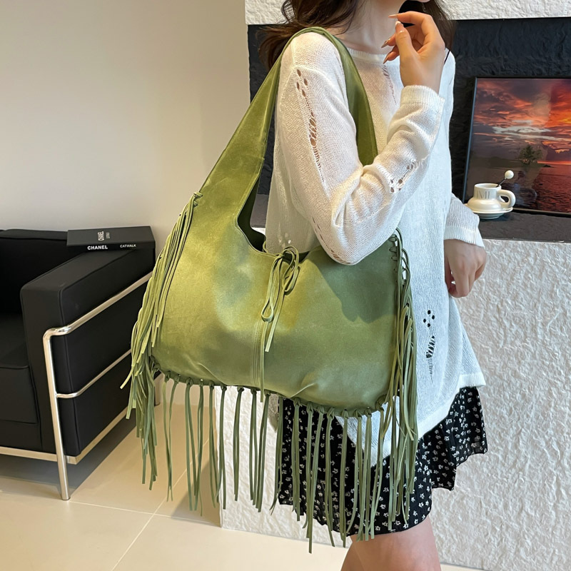 流苏女包2025新款夏季流苏女士单肩包时尚质感复古单肩斜挎简约包|undefined