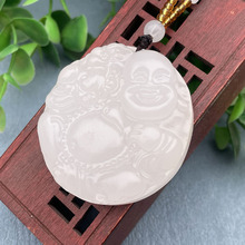 弥勒佛吊坠阿富汗玉男女毛衣链玉佩笑佛玉牌车挂服装流苏玉石配饰