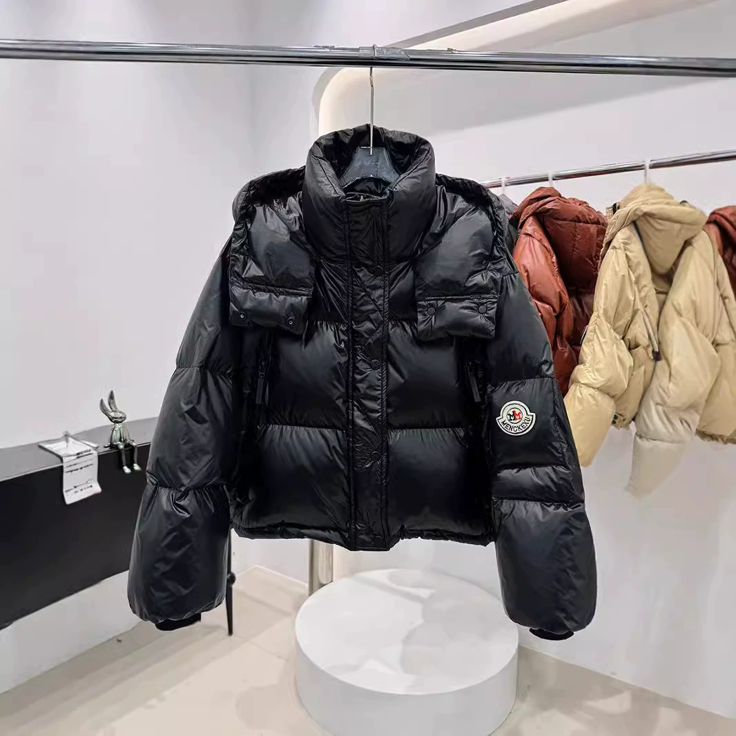 Mengjia черный яркий пуховик женский короткий 2023 новый модный дом толстый хлебный костюм с капюшоном зимой