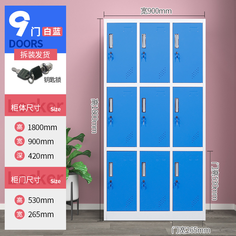 Nueve puertas Blanco Azul