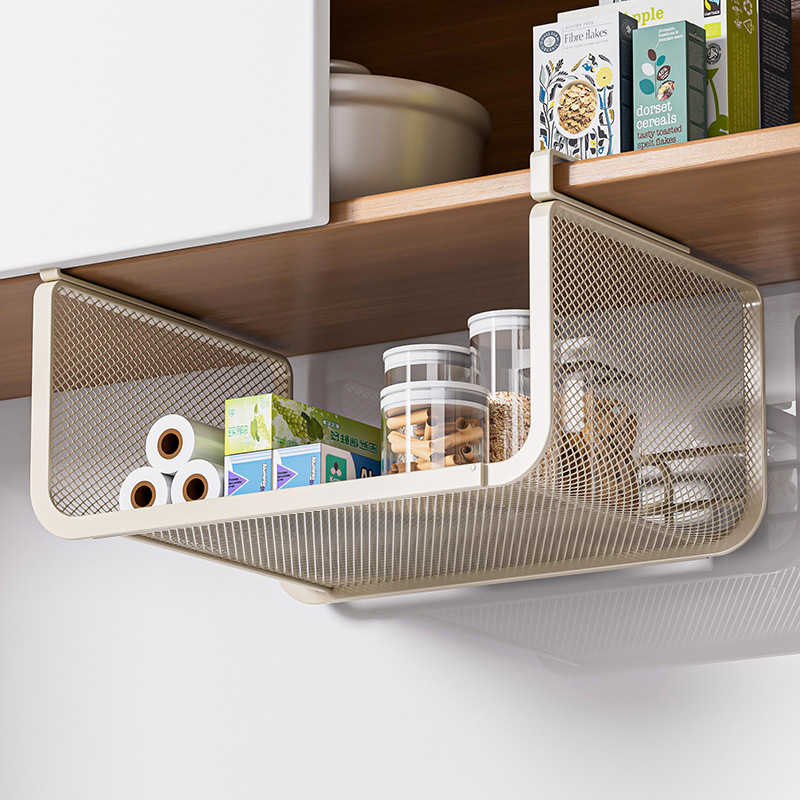 キッチンラック、寮のテーブル下の収納品、吊り下げ層状パーティション、デスクトップハンギングバスケット、キャビネット、ウォールキャビネットハンガー|undefined