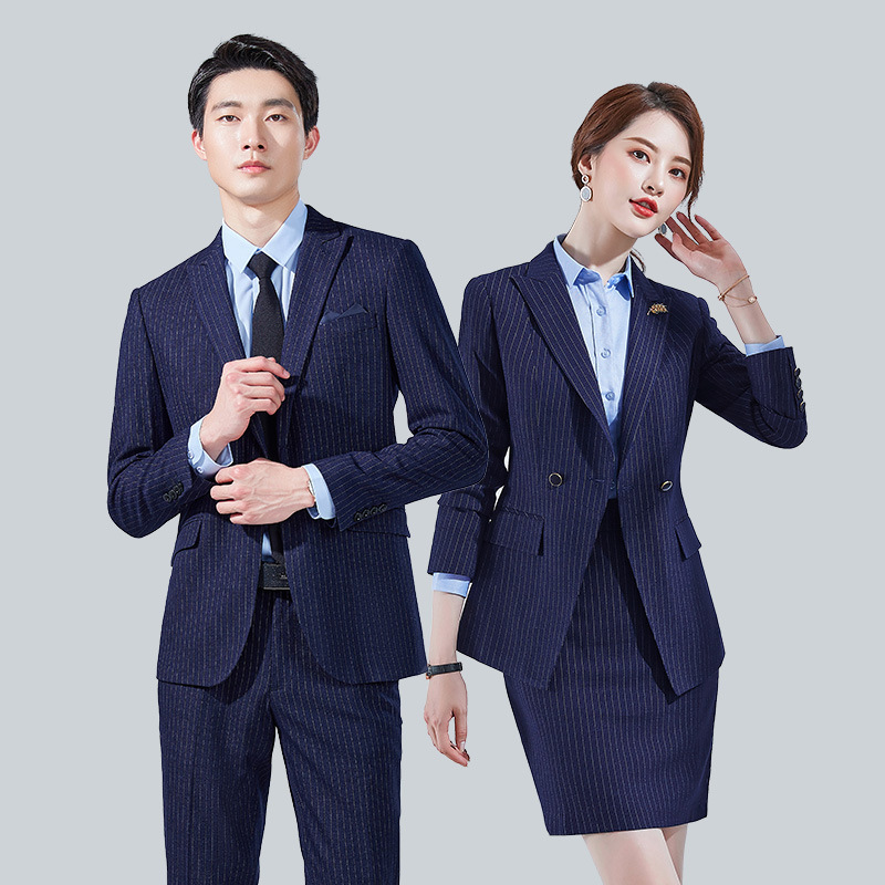 Non-Iron Wrinkle-Resistant Color-Spun Men's Striped Business Commuter Suit for Leaders and Managers in State-Owned Enterprises and Public Institutions Non-Iron Wrinkle-Resistant Color-Spun Men's Striped Business Commuter Suit for Leaders and Managers in State-Owned Enterprises and Public Institutions