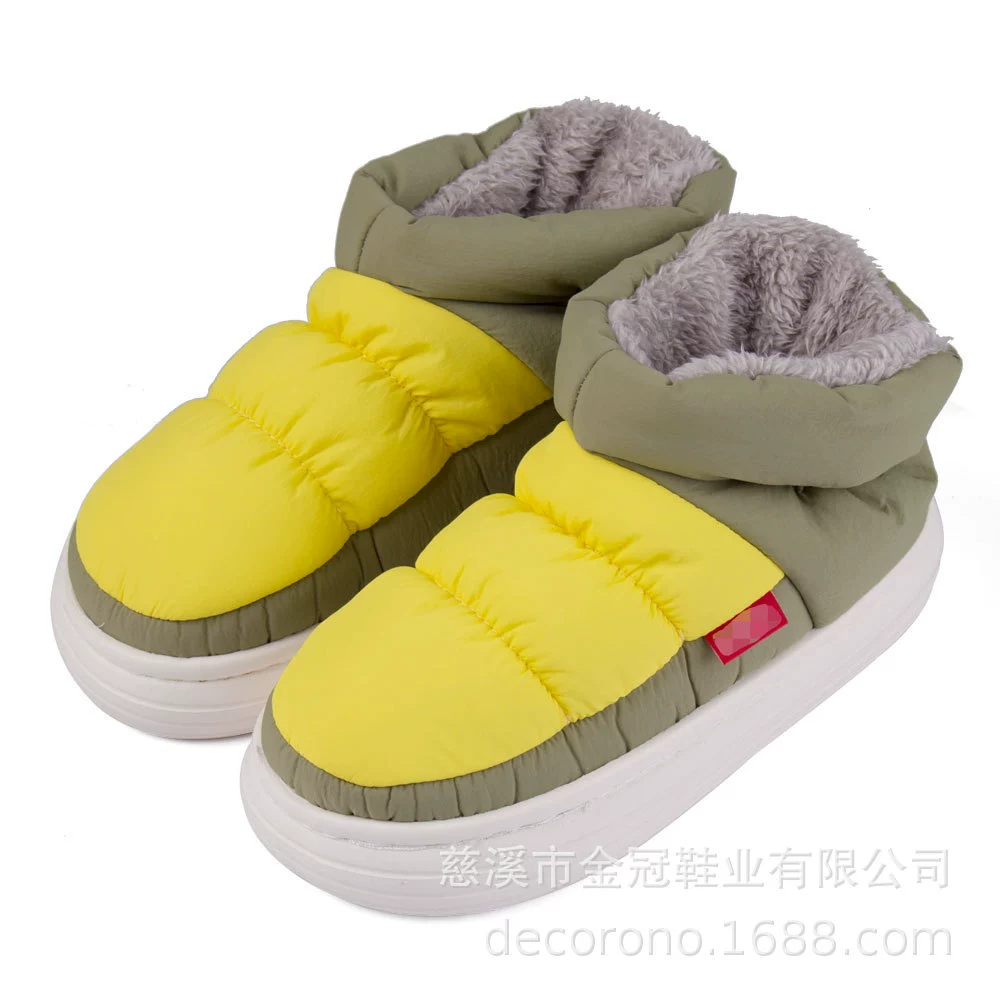 Пуховые хлопчатобумажные тапочки, мужские и женские зимние сумки можно носить дома с теплой хлопчатобумажной обувью из ПВХ на толстой подошве для дома и улицы.