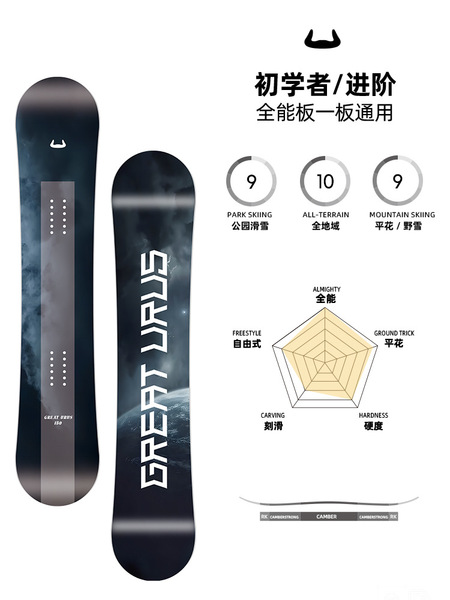 Professional ski board for adults carbon fibre