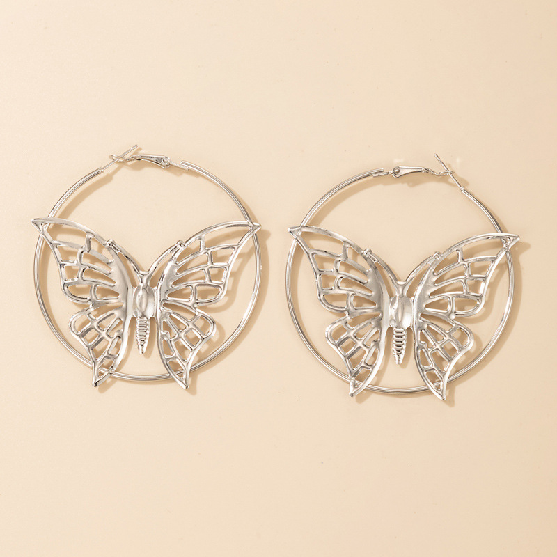 Nihaojewelry Wholesale Jewelry Creative Ethnic Style Silver Butterfly Earrings display picture 5