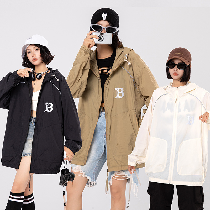 여름 솔리드 컬러 경량 빠른 건조 통기성 후드 태양 보호 의류 시원한 느낌 자외선 방지 상쾌한 태양 보호 의류 남성용 짧은 자켓