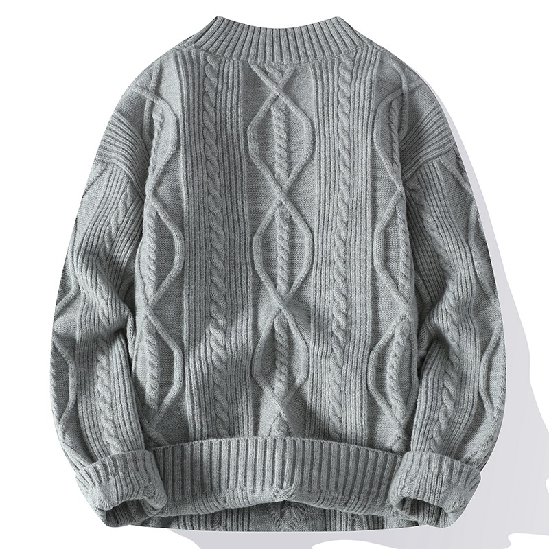 Men's Autumn And Winter New Knitted Sweater, Fashionable And Warm, Solid Color Pullover, Slim Fit Sweater, Base Sweater_voghion.com