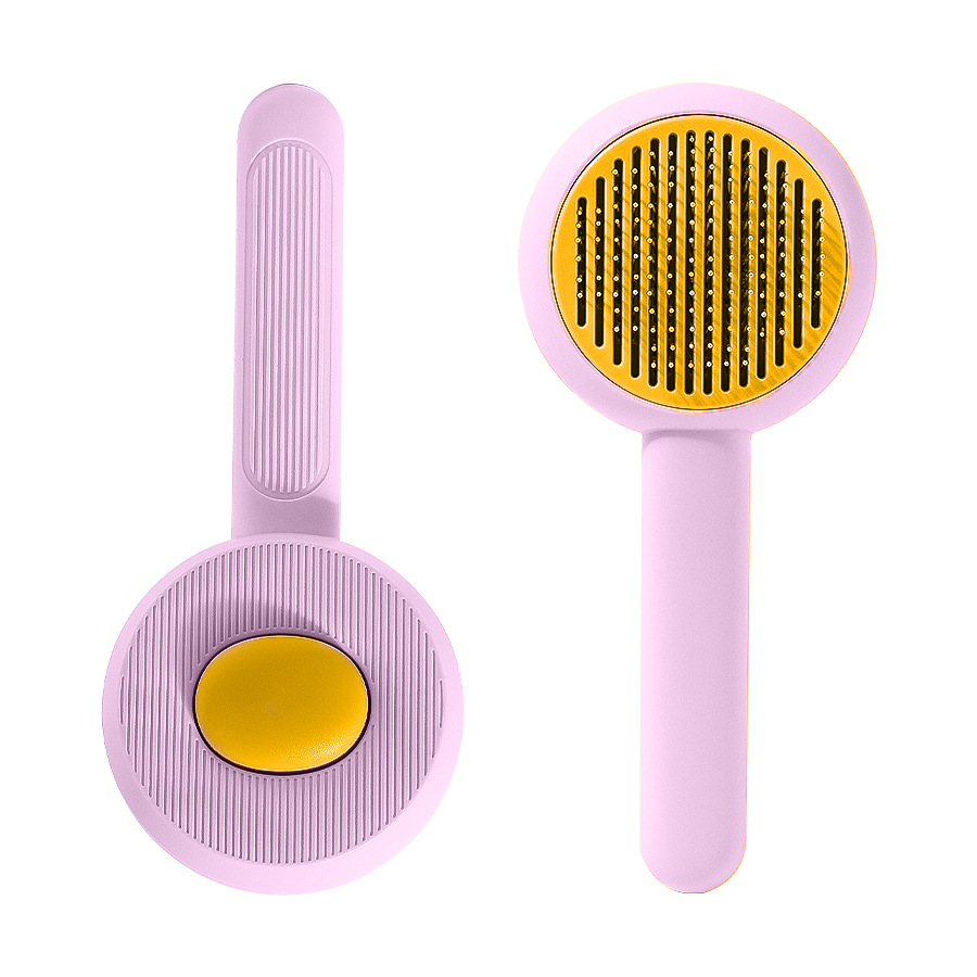 Nuevo peine transfronterizo para mascotas, peine de aguja de acero inoxidable para gatos, cepillo de masaje para eliminar el vello flotante, peine para eliminar el vello para perros con una tecla