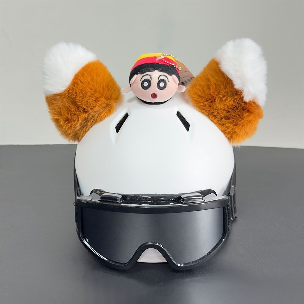 Ear Helmet Decoration for Motorcycles, Cute Plush Doll for Electric Vehicles, Ski Riders, Motorcycle Decorations, Detachable