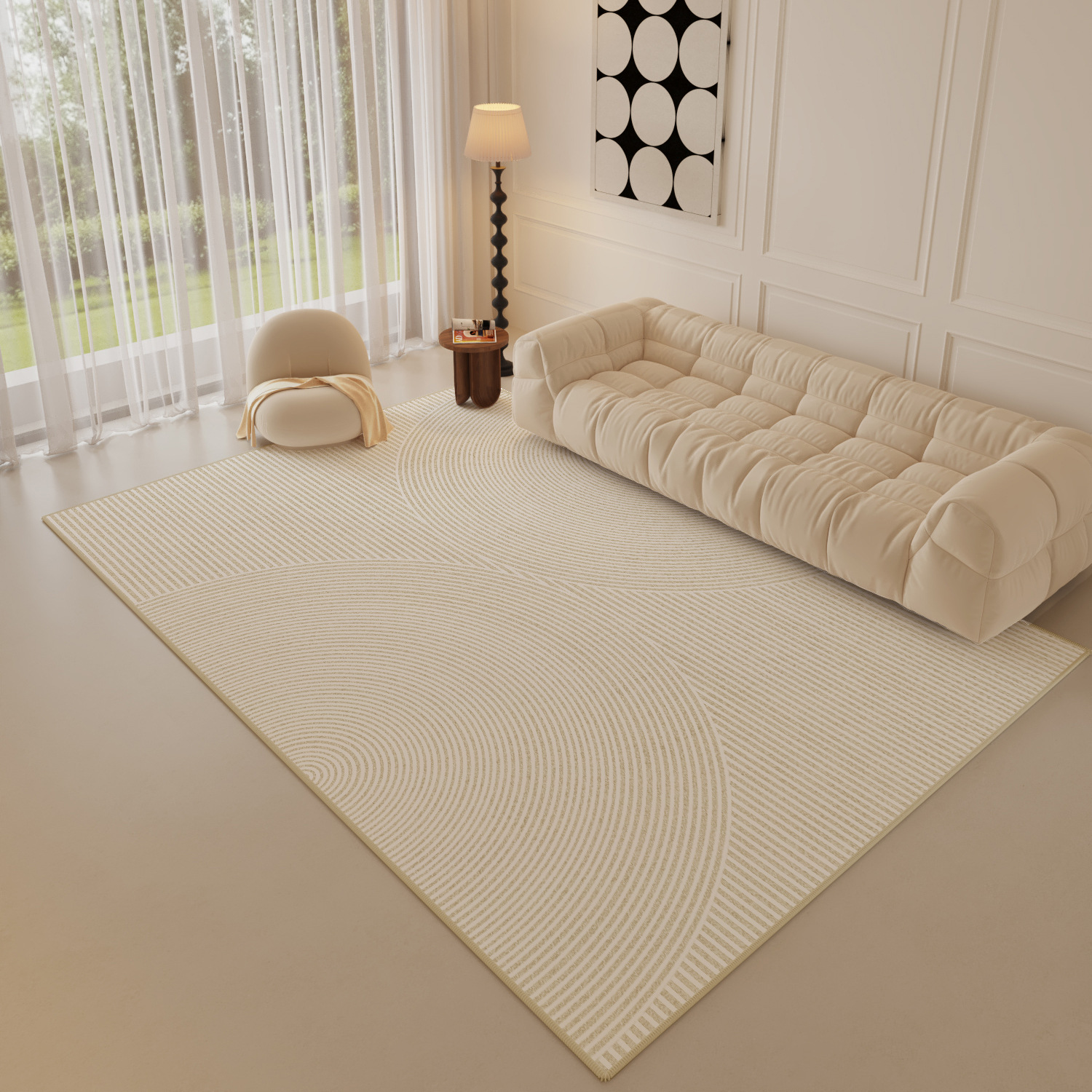Alfombra estilo crema simple para sala de estar, alfombra de dormitorio junto a la cama, modelo nuevo 2025, cobertura completa, venta al por mayor de alfombras de Tianjin.