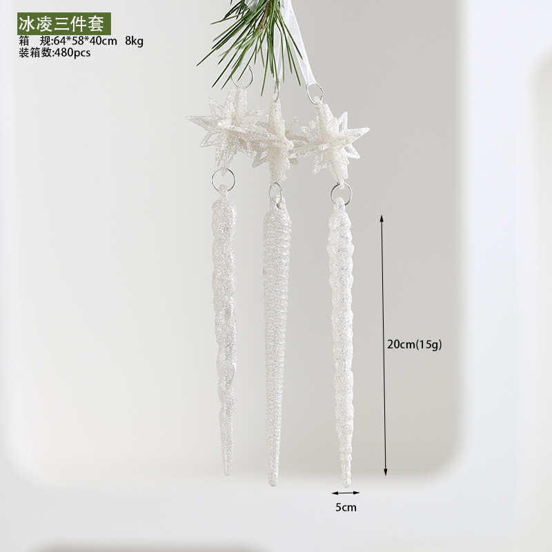 Colgante acrílico blanco polvo brillante colgante de Navidad pequeña estrella explosiva instrumento pequeño colgante de nieve decoración de Navidad