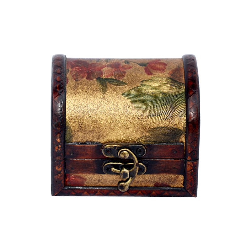 复古百宝箱装饰摆件  中式做旧珠宝首饰盒     家用仿古木制饰品