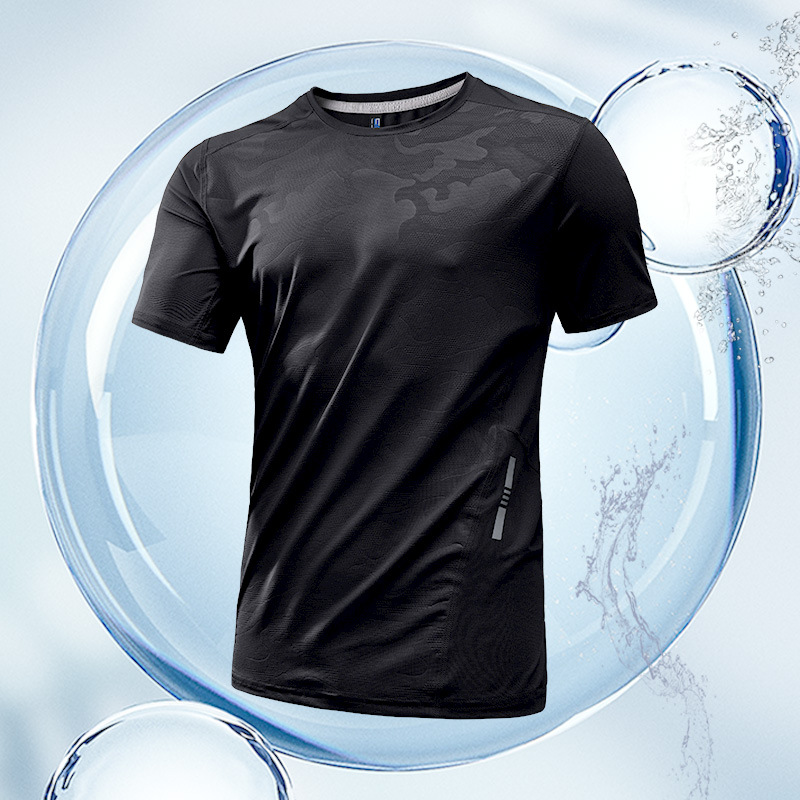 Ropa de secado rápido camiseta deportiva de hielo hombre acondicionamiento suelto de verano delgado absorción de sudor ropa de carrera de mangas cortas chaqueta de baloncesto